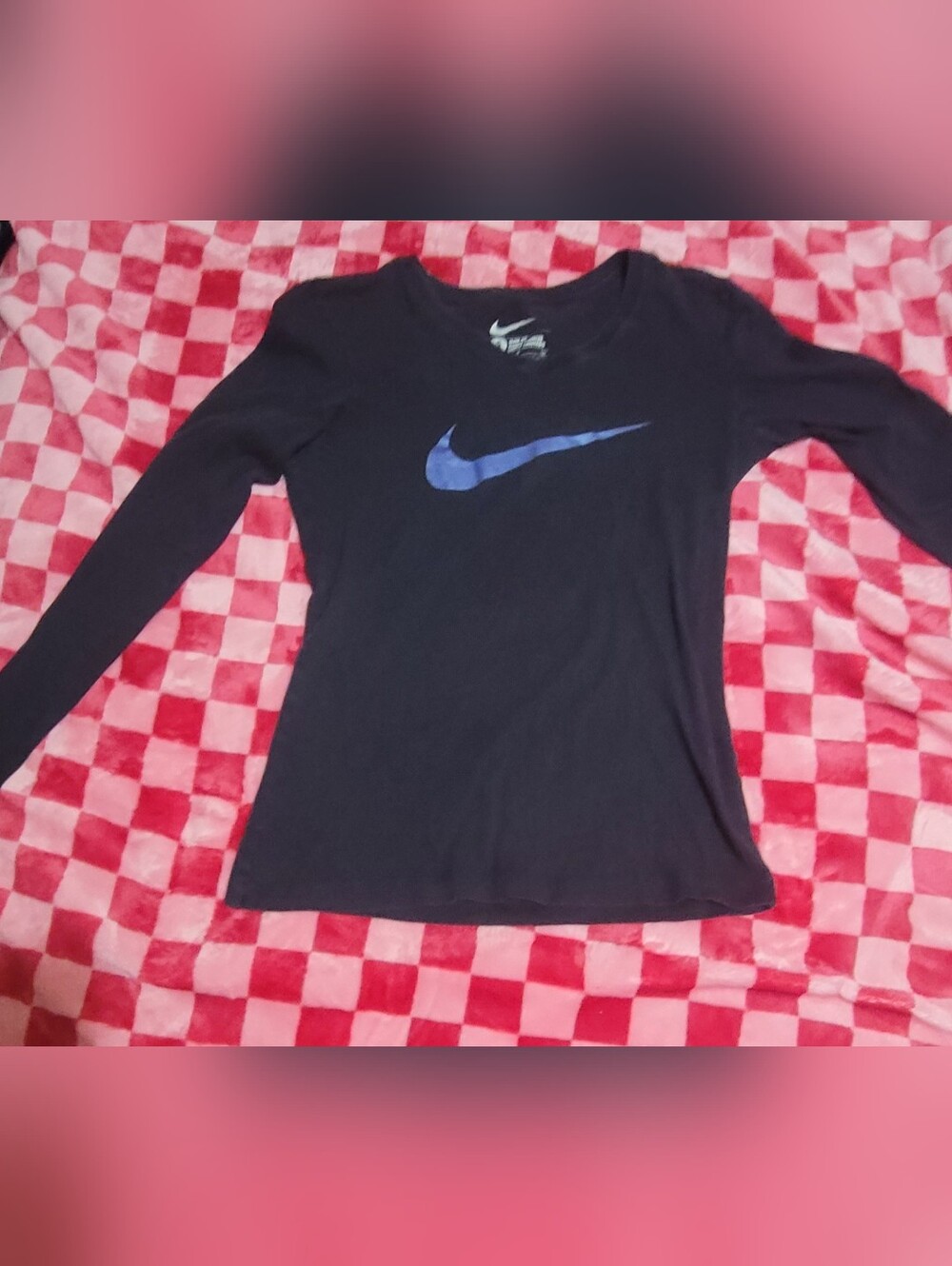 Nike Black Long Sleeve Shirt with Blue Swoosh